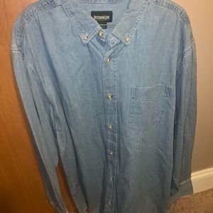 Long sleeve button down blue men shirt